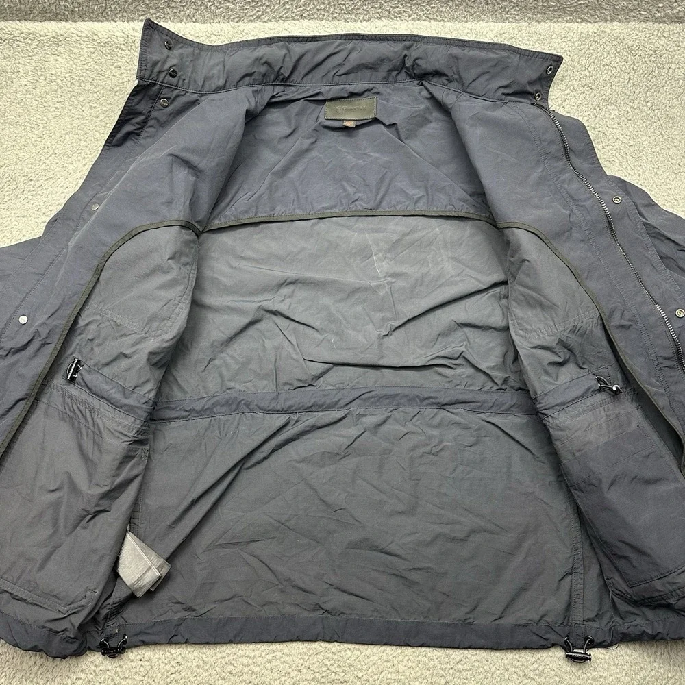Coach F85329 Mens Large Navy Blue‎ Field Jacket Full Zip Coat w/ Stowable Hood